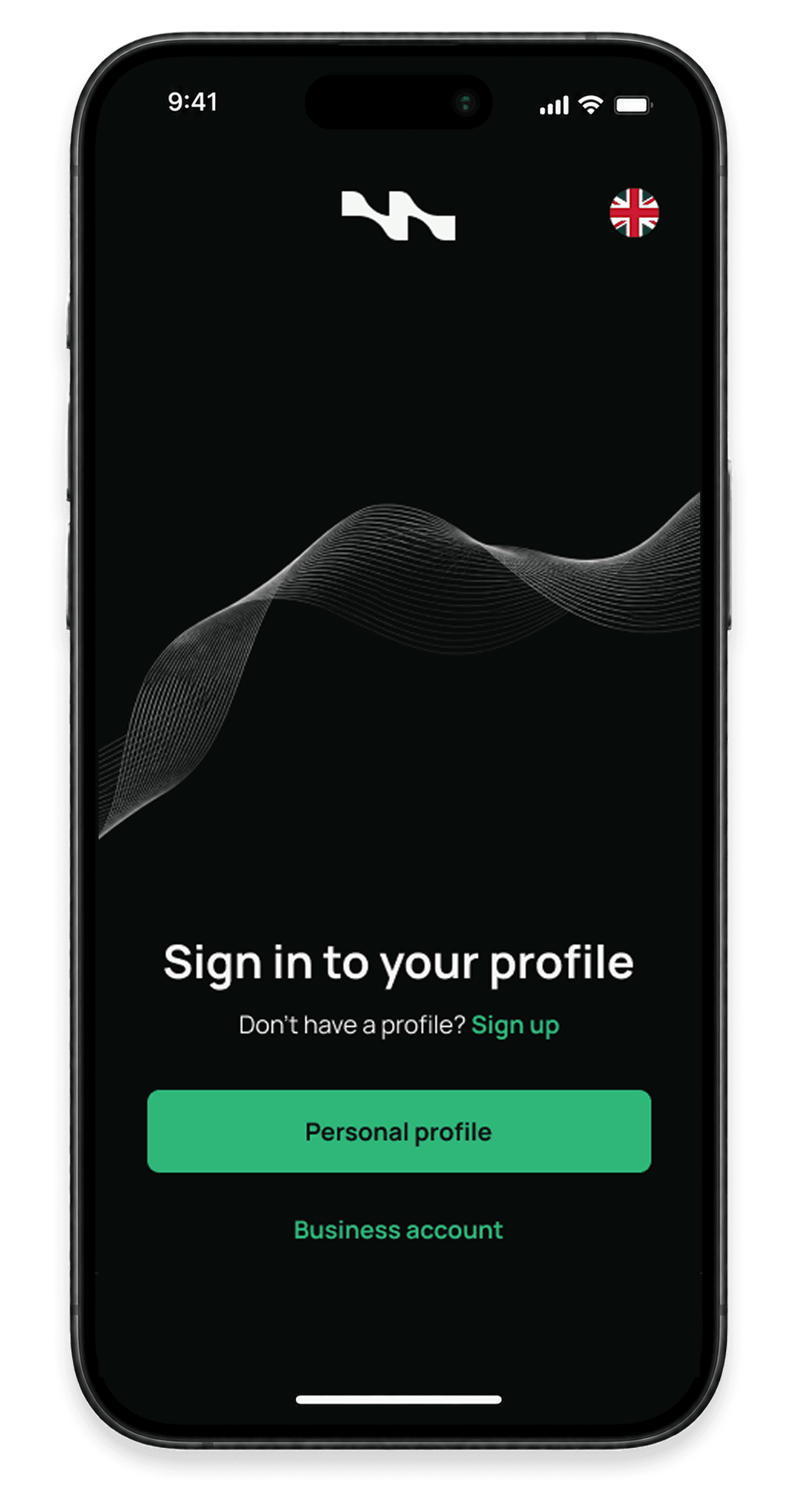 Phone mockup with welcome screen